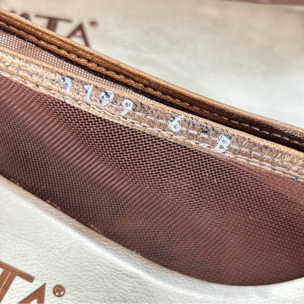 Prevata Gold and Brown Mesh Peep-Toe Wedge Size 6
